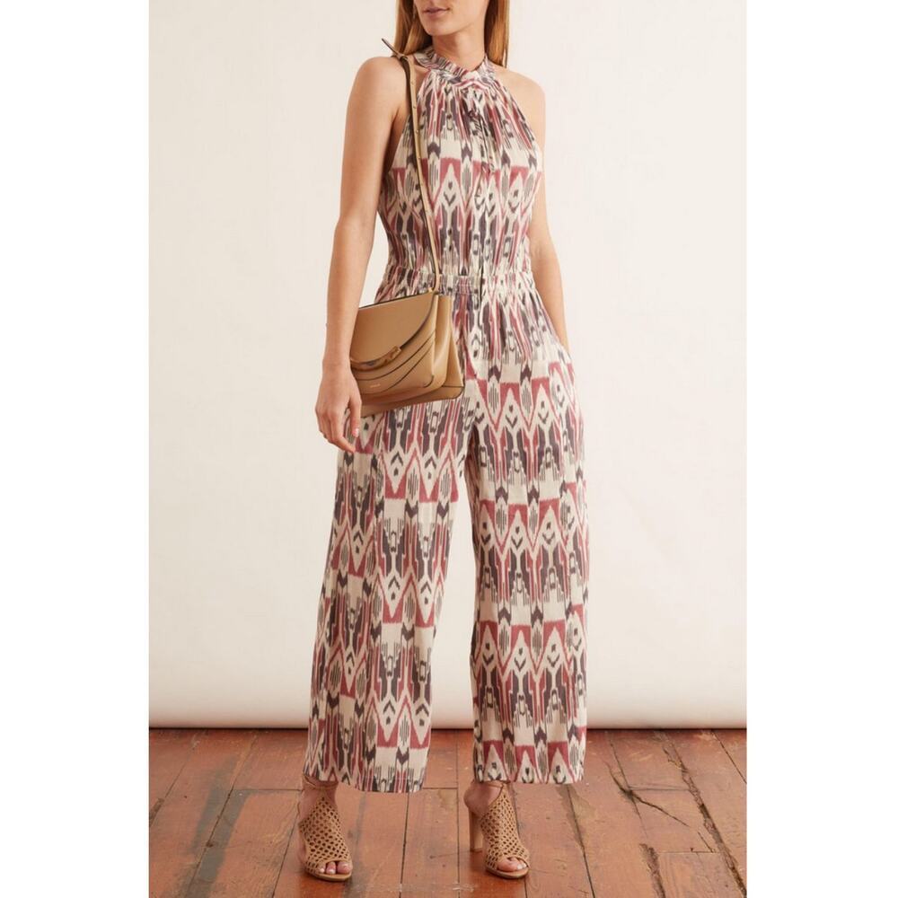 B47 Apiece Apart Archer Jumpsuit Womens 6 Linen Silk Wide Leg Festival Resort